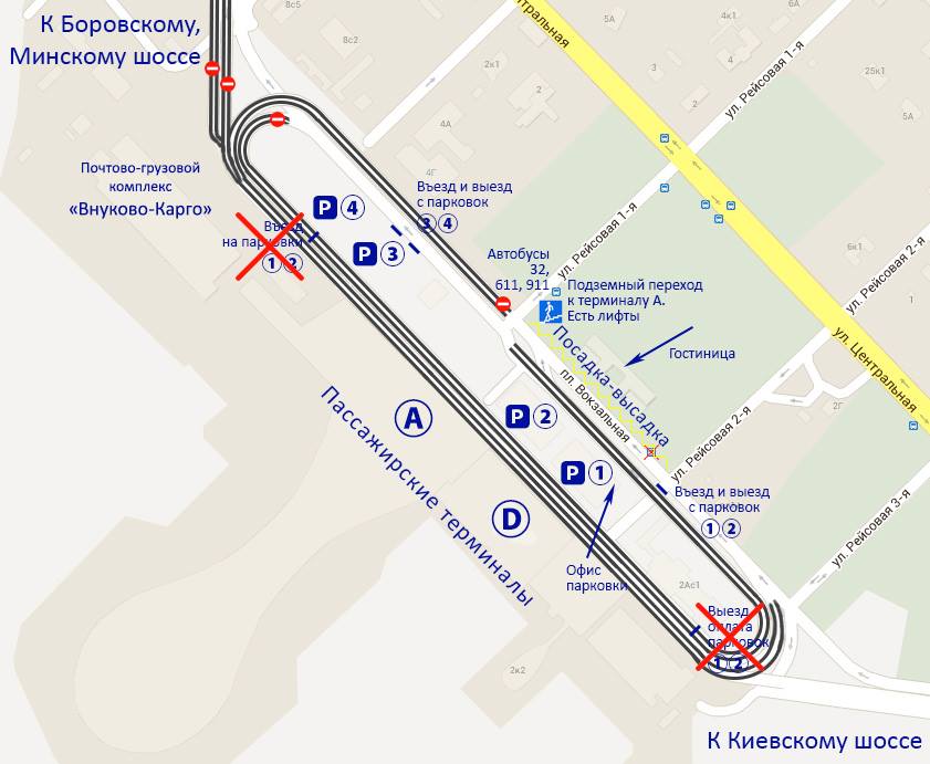 схема движения транспорта аэропорт внуково